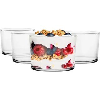 glasmark krosno 1992 Eisbecher Glas 4 Stück 150 ml Eisschale Dessertschale Glasschale Spülmaschinenfest, Farblos/Transparent