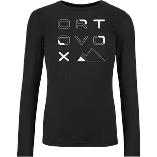 Ortovox 185 Merino Brand Outline Longsleeves Damen Langarmshirt black raven