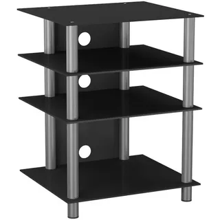 VCM Bilus TV-Rack 54x70x47 cm Schwarz/Silber Aluminium/Glas