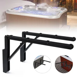 Halterung für Whirlpoolabdeckung - Wandmontierter Badewannenständer - Robust - Klappbar - Glatte polierte Kante - 79 cm - Schwarz