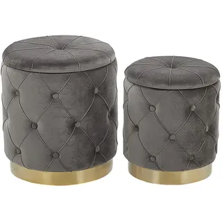 Beliani Pouf Pueblo 40-33/40-33/44-36 cm , Grau , Textil , Rund , 33x36x33 cm , Wohnzimmer, Sessel, Hocker & Hockerbänke, Poufs