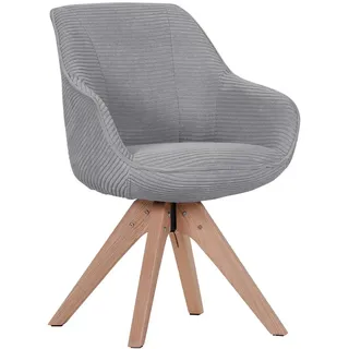 Landscape Armlehnstuhl , Eichefarben, Hellgrau , Textil , Eiche , massiv , Uni , eckig , 60x83x65 cm , Stoffauswahl, Typenauswahl, Sitzfläche 360° drehbar , Esszimmer, Stühle, Polsterstühle