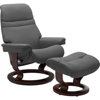 Stressless® Relaxsessel »Sunrise«, (Set, Relaxsessel mit Hocker), mit Classic Base, Größe L, Gestell Braun Stressless® grey BATICK