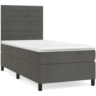 vidaXL Boxspringbett mit Matratze Dunkelgrau 100x200 cm Samt - Grau