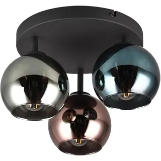 Trio Sheldon 3 Metall Schwarz matt, Glas Blau/Grün/Kupferfarbig