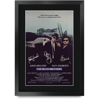 HWC Trading FR A3 The Blues Brothers Dan Aykroyd, John Belushi Geschenke Geduckter Poster Signiertes Autogramm Foto für Fans von Film Memorabilien - A3 Gerahmt
