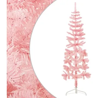 The Living Store Künstlicher Halb-Weihnachtsbaum mit Ständer Schlank Rosa 150 cm - Rosa