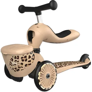 Scoot & Ride Scoot and Ride Highwaykick 1 Lifestyle 2in1 Kickboard/Scooter und Rutscher, Farbe: Leopard, für Kinder von 1 bis 5 Jahren, 96607, 40 cm