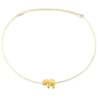 Selfmade Jewelry Fußkettchen Damen Elefant Silber Handgemachtes Fußband Größenverstellbar Inkl. Geschenk-Verpackung (Gold - Beige)
