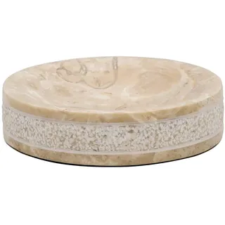 Sadena Seifenschale , Naturfarben , Stein , 9x2.5x9 cm , Badaccessoires, Seifenschalen