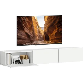 Homcom TV Schrank Lowboard hängend 180 cm Weiß Spanplatte