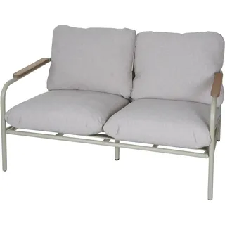 MCW Aluminium-Gartenbank O11 Outdoor 2-Sitzer Sofa 125cm Hellgrün Polster Beige