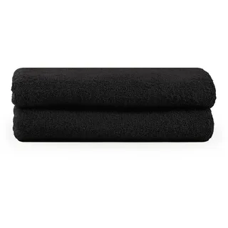 Blumtal Handtuch 2er-Set, 2x Handtuch 50/100 cm, Schwarz , Textil , 50x100 cm , Oeko-Tex® Standard 100 , Heimtextilien, Badtextilien, Handtücher