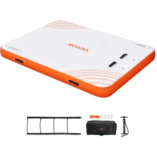 VEVOR Aufblasbares Schwimmdock, 2,43 x 1,82 m, Dockplattform, rutschfeste Wasserschwimmdockmatte mit tragbarer Tragetasche und abnehmbarer Leiter, schwimmende Plattform-Inselfloß für Pool, Strand