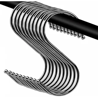 SHATCHI S-Haken, robust, Edelstahl, Metall-Kleiderbügel für Kleidung, Handtuch, zum Aufhängen, Zuhause, Küche, Büro, Badezimmer, Schlafzimmer, Pflanzen, Silber, 40 Stück