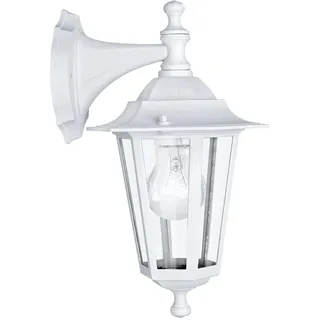 EGLO Außen-Wandlampe Laterna 4, Außenlampe Wand Vintage, Weiß | Wandleuchte aus Aluguss in Weiß und Glas in Transparent, Außenleuchte mit E27 Fassung, Laterne IP44