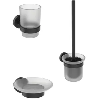 Ideal Standard WC-Bürste Set IOM mit Seifenschale und Becher Silk Black