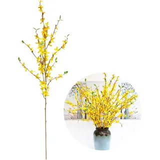 Künstliche Primel, 100cm großer Zweig mit 12 Blüten, gelbe Deko für Bodenvasen & Wohnaccessoires