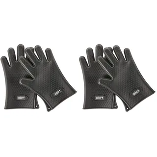 Weber Silikon Grillhandschuhe, 1 Paar, hitze- & wasserabweisend, perfekt für Grillgut vom Grill oder Smoker, wiederverwendbar, lebensmittelsicheres Silikon, reinfache Reinigung - Schwarz (7017)