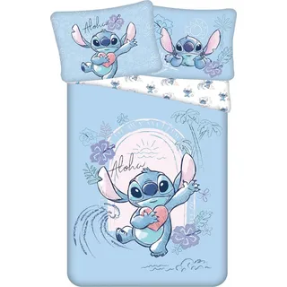 Lilo & Stitch Design Kuschelige Bettwäsche Baumwolle, 140x200 cm & 70x90 cm - Blau