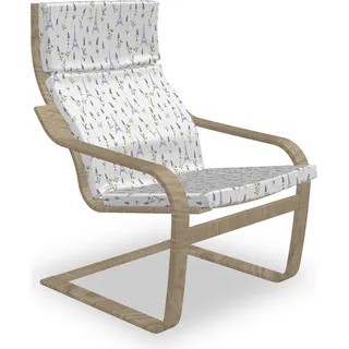 ABAKUHAUS Eiffel Poäng Sessel Polster, Lavendel-Flora Frühling, Sitzkissen mit Stuhlkissen mit Hakenschlaufe und Reißverschluss, Lavendel, Grün, Weiß - Grün