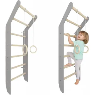 Sprossenwand Toddler Grau | Kinderzimmer Holz Kinder Klettergerüste Spielplatz indoor Turnringe Kletterwand - Grau