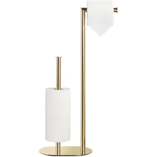 BVL Toilettenpapierhalter Stehend Gold, Edelstahl Klopapierhalter Stehend, Klopapierständer Freistehend WC Rollenhalter Stehend
