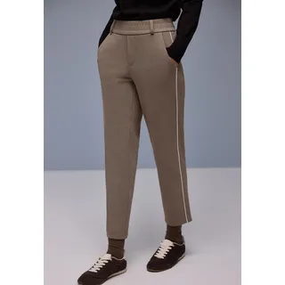 Stoffhose STREET ONE "Style Bonny Piqué", Damen, Gr. 40, Länge 28, light terra mocha, Web, Obermaterial: 50% Polyester, 46% Baumwolle, 4% Elasthan. Futter: 100% Polyester, unifarben mit Farbeinsatz, lang, Hosen Stoffhose, mit Tape-Detail