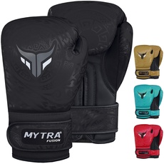 Mytra Fusion kinder boxhandschuhe - kickbox handschuhe kinder für Training, Boxsack, Muay Thai, MMA, Kämpfen kampfsport und boxhandschuhe kinder (Black, 4-oz)