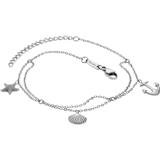 Julie Julsen JJAC29329S Damen Fußkettchen Seestern Anker Muschel Silber 26 cm