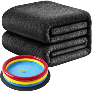 Relaxdays Poolunterlage, Ø 2 m Filzmatte, Pool Bodenschutz, rutschhemmend, zuschneidbar, langlebig, Poolmatte, schwarz