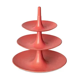 Koziol Etagere BABELL L, 3-stöckig, Stilvolle Servierplatten für Snacks oder auch Obst, Farbe: koralle