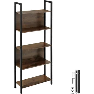 tectake Regal Westport,inklusive Kippschutz, 62 x 24 x 165,5 cm,Industrial Holz dunkel, rustikal , Holzwerkstoff , Beton Optik , Rechteckig , 24x165.5x62 cm , Wohnzimmer, Regale, Bücherregale