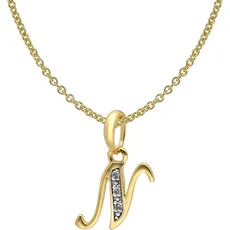 trendor Buchstaben-Anhänger N Gold 333/8K mit vergoldeter Silberkette modisches Schmuckstück aus Echtgold für Damen, tolle Geschenkidee, 41520-N-38 38 cm