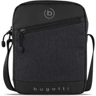 bugatti Universum Umhängetasche für Herren, kleine schwarze Schultertasche, Mini Messenger Bag