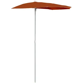 vidaXL Halb-Sonnenschirm mit Mast 180x90 cm Terrakottarot - Orange