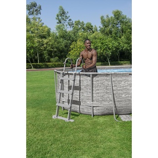 BESTWAY Power Steel Swim Vista Series Set 427 x 250 x 100 cm steinwandoptik inkl. Filterpumpe