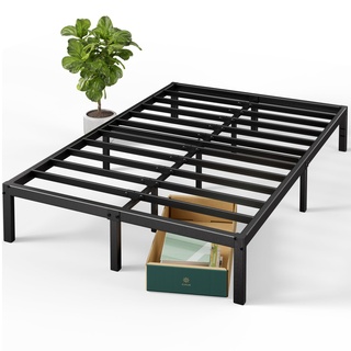 Zinus Elias Bettrahmen 180 x 200 cm – Höhe 36 cm mit Stauraum unter dem Bett – Plattformbett aus Metall – Schwarz