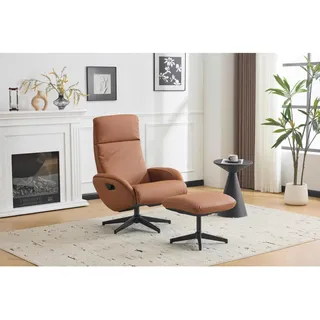 Livetastic Relaxsesselset , Braun , Textil, Leder , Echtleder , Rindleder , 77x107x75 cm , Relaxfunktion , Wohnzimmer, Sessel, Ledersessel