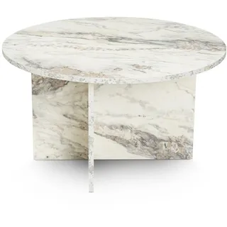 Hanah Home Moderner rustikaler Couchtisch, Freesia Marble, 80 x 80 x 45 | aus 100% MDF, Stärke: 18 mm | perfekt für modernes Homeoffice & Arbeitszimmer, Elegantes & funktionales Design