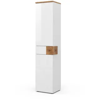 Vicco Eden Hochschrank 40 x 184,2 cm Weiß Hochglanz/Holz