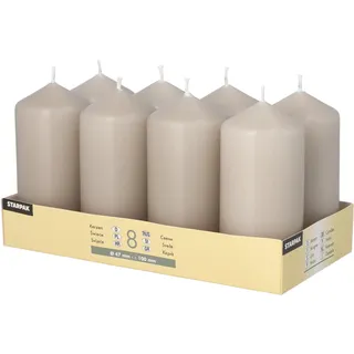 Papstar 8 Stumpenkerzen Ø 47 mm 100 mm greige