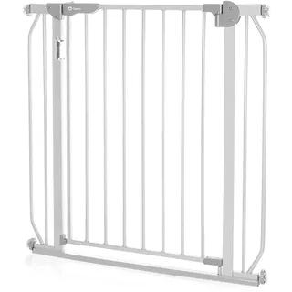 lionelo Truus Slim LED Sicherheitstor mit Licht, Verstellbare Breite von 75 bis 105 cm mit Druckbeschlag, Höhe 77 cm, Öffnung in beide Richtungen, LED mit Dämmerungssensor – Grau