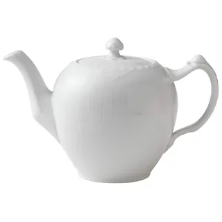 Royal Copenhagen White Fluted Half Lace Teekanne, Porzellan, weiß, 1l