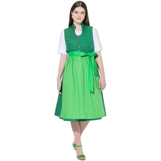 Ulla Popken Damen große Größen Übergrößen Plus Size Dirndl, Stehkragen, Schmuckknöpfe, ärmellos grasgrün 48 840154426-48