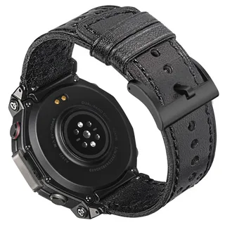 HEMSUT Echtes Leder Armband kompatibel mit AMAZFIT T-Rex/T-Rex PRO/T-Rex 2 / T-Rex 3 / T-Rex 3 PRO 48 mm/T-Rex 3 PRO 44 mm, Trex Ultra/Trex Ultra 2