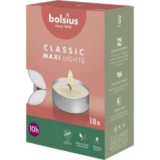 BOLSIUS Maxi Teelichte 10Stunden silberner Cup 18Stück