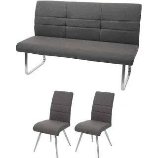Mendler Esszimmerstuhl Stoff grau-braun 2er Set