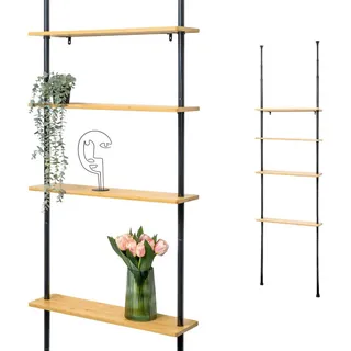 bremermann Teleskop-Eckregal, schwarz, Metall , 70x290x18 cm , Badezimmer, Badezimmerregale, Badregale