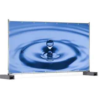 Wallario XXL Outdoor-Poster für Garten oder Balkon, Motiv Wassertropfen im blauen Wasser, in ca. 340 x 173 cm - Blau